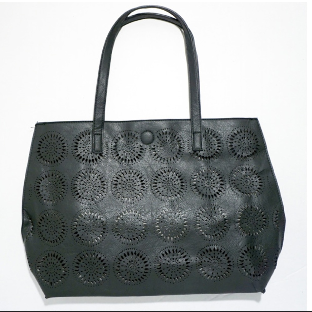 Under One Sky Black Perforated Tote Bag